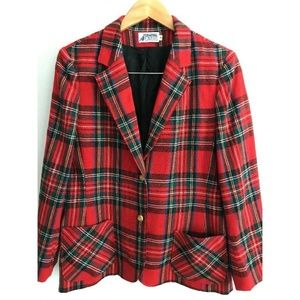Players Jacket Womens Red Plaid Blazer Size 12